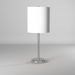 Ilustración 3d de lampara de metal con tela blanca