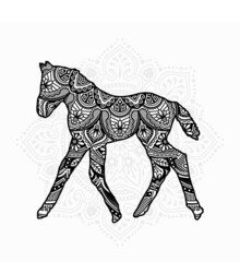 Vector illustration of a horse mandala for coloring book. Horse Mandala for Silhouette Cameo and Cricut.