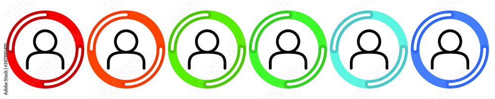 Poster user collection. vector 6 colors option icon. vector illustration flat design ui and ux
