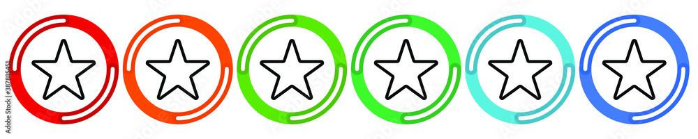 Poster star collection. vector 6 colors option icon. vector illustration flat design ui and ux