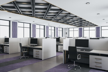 Contemporary coworking office interior.