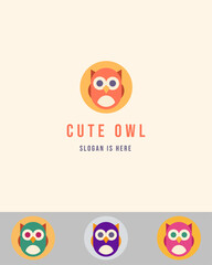 Cute Owl Creative Logo Icon Template