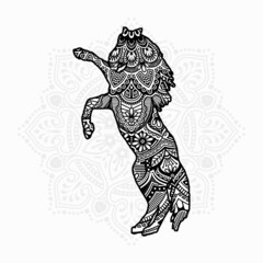 Vector illustration of a horse mandala for coloring book. Horse Mandala for Silhouette Cameo and Cricut.