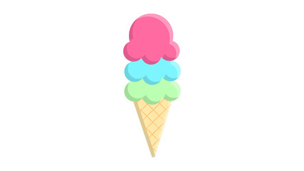 Ice cream in bright cartoon style. Icecream vector in nice colors isolated on white background
