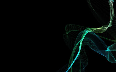 Dark abstract background with a glowing abstract waves