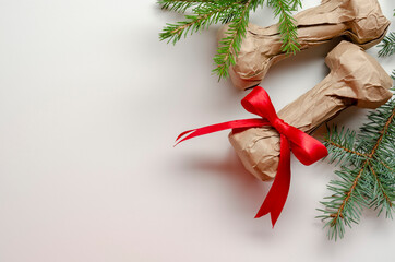 Holiday christmas dumbbells as craft gifts on white background - obrazy, fototapety, plakaty