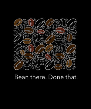 Here is a coffee bean themed illustration that is colorful and of a modern design.