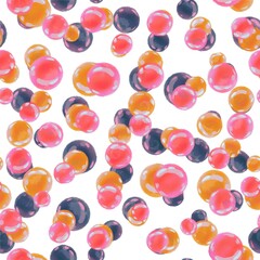 Colored balls, soap bubbles, beads. Seamless pattern.