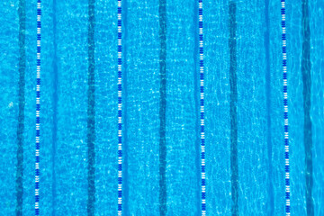 Swimming pool with racing lane dividers, top view