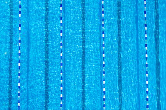 Swimming pool with racing lane dividers, top view
