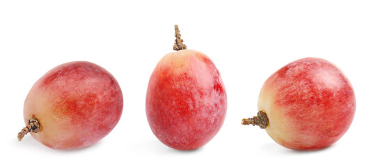 Set of fresh grapes on white background. Banner design