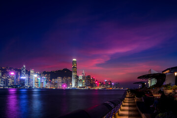 Fototapeta na wymiar Cityscape at Victoria Harbour in Hong Kong