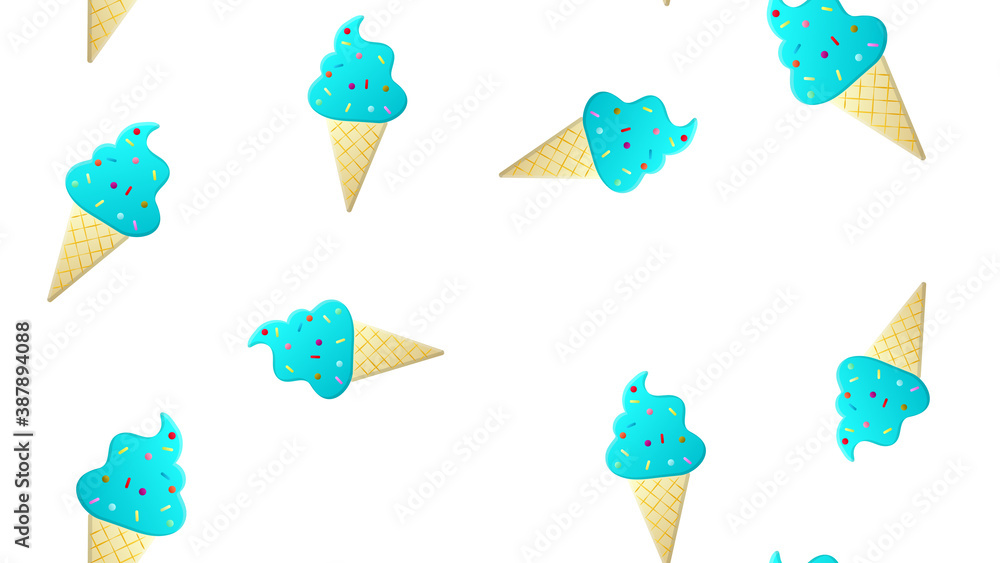 Poster ice cream cones textile colorful horizontal seamless pattern background