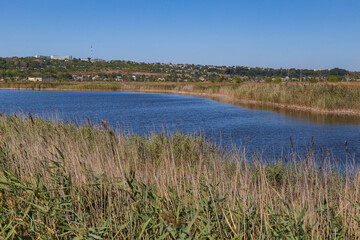 Drainage channel for rainwater on the outskirts of the city