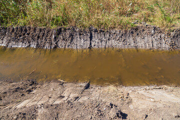 Drainage channel for rainwater on the outskirts of the city
