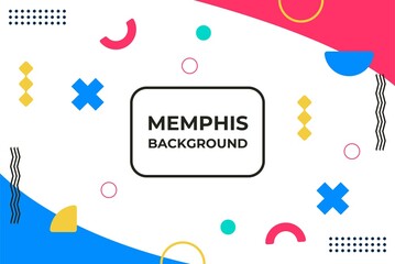 Vector White Memphis Background with Abstract Colorful Geometry Shapes. Suitable for banner, Poster, Promotion, advertising, card, web