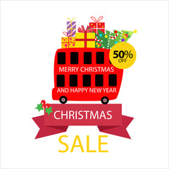 Christmas Sale 50% off Label Tag Vector Template Design Illustration