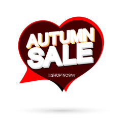 Autumn Sale, promotion banner design template, discount tag, speech bubble, vector illustration