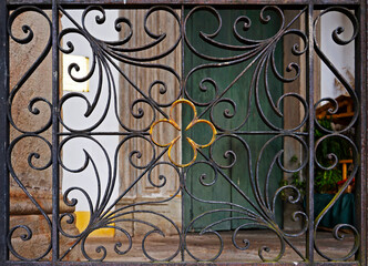 Ancient ornamental grid detail, Ouro Preto, Brazil 