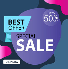 Special Sale up to 50% off Best Offer Shop Now Label Tag Vector Template Design Illustration
