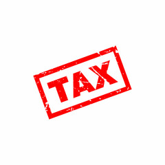 Abstract Red Grungy Tax Rubber Stamps Sign Illustration Vector, Tax Text Seal, Mark, Label Design Template