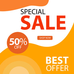 Special Sale 50% off Best Offer Shop Now Label Tag Vector Template Design Illustration