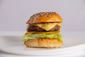 hamburger on a plate