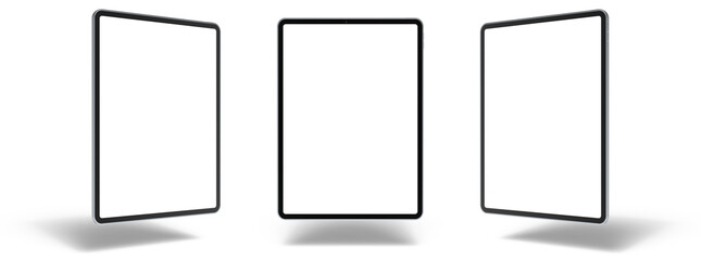 Empty screen tablet computer mock-up view on white background
 - obrazy, fototapety, plakaty