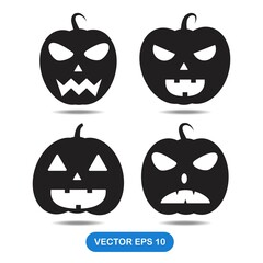 Set of Pumpkin illustration vector on white background. Solid style. good for logo, pattern, web, icon, business, card etc.