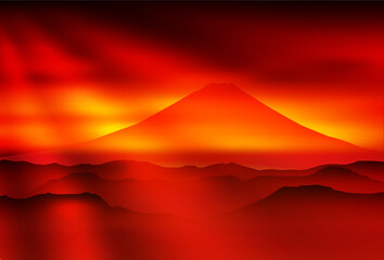 富士山　年賀状　風景　背景