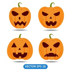 Set of Pumpkin illustration vector on white background. flat style. good for logo, pattern, web, icon, business, card etc.