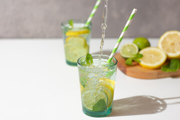 Lemonade being served, splash water effect