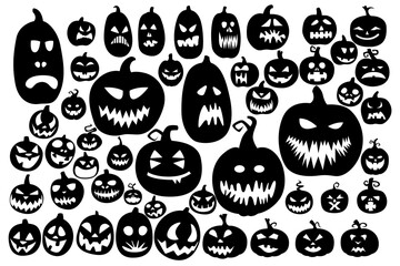 Huge Halloween set of pumpkin silhouettes. Images for flyers, posters, websites, and more.