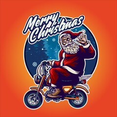 Santa Claus Bikers heading Merry Christmas Illustrations for your work merchandise clothing line, stickers and poster, greeting cards advertising business company or brands