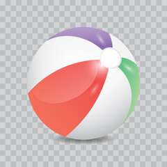 Beach ball, colorful striped ball, vector illustration.