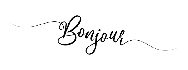 letter bonjour script calligraphy banner black color © liarocer