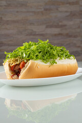 hot dog with mustard
