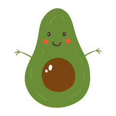 Cute Avocado character Vector isolated on white