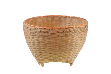 Bamboo basket isolated on white background with clipping path