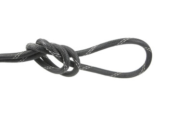 Black rope for looping or tie isolated on white background with clipping path