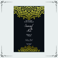 Luxury gold mandala ornate background for wedding invitation, book cover with mandala element style premium vector