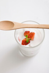 yogurt topped with strawberry