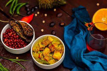 Cottage cheese curry and vegetables