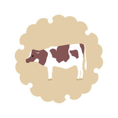 雪輪文様に横向き牛 -金背景