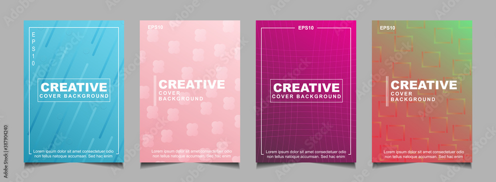 Poster set of trendy gradient cover design abstract background template with dynamic soft colorful and wavy
