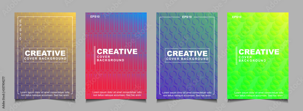 Poster set of trendy gradient cover design abstract background template with dynamic soft colorful and wavy