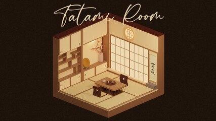 Japanese Tatami Room Low Poly