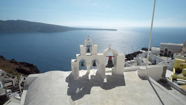 Greek church bells in Oia, Santorini, Greece