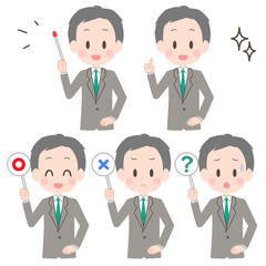 ビジネスマン　ポインター　サイン　セット