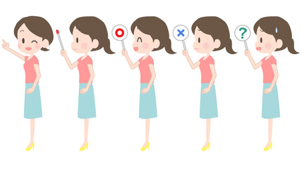 女性　ポインター　サイン　セット